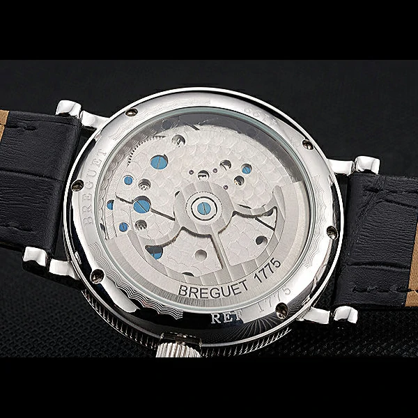 Breguet Duo Tourbillon Silver Case Black Dial Black Leather Bracelet new60509