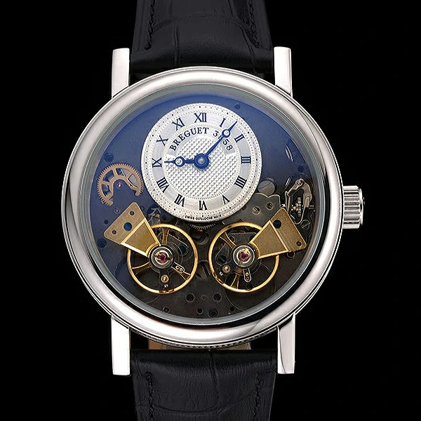 Breguet Duo Tourbillon Silver Case White Dial Black Leather Bracelet new60510