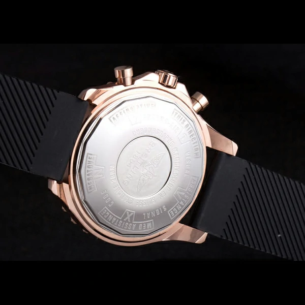 Breitling Navitimer Rosegold Bezel Rubber Strap Black Dial new58693