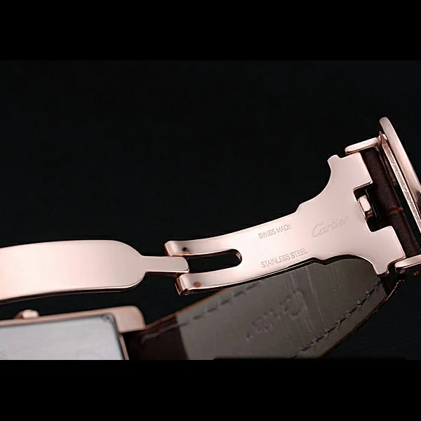 Cartier Tank MC Gold Diamond Case Brown Dial Brown Leather Strap new60068