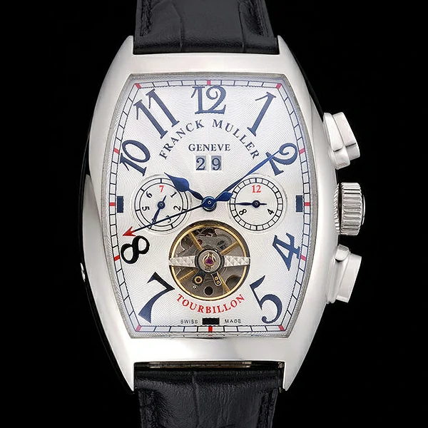 Franck Muller Casablanca Black Croco Leather Strap Tourbillon new59259