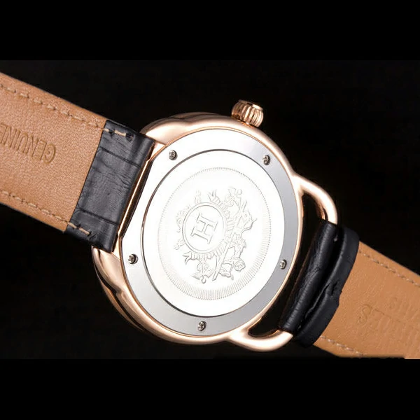 Hermes Classic Croco Leather Strap Black Dial new59403