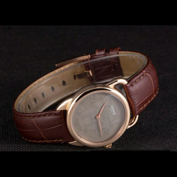 Hermes Classic Croco Leather Strap Silver Dial new59402
