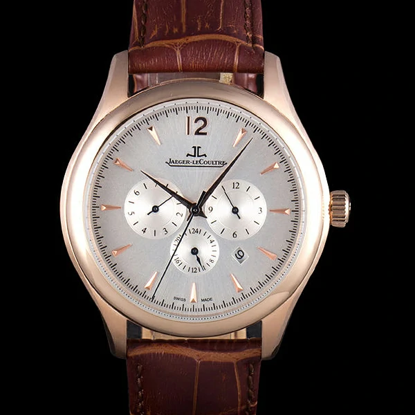 Jaeger Lecoultre Master Gold Bezel Brown Leather Band new59701