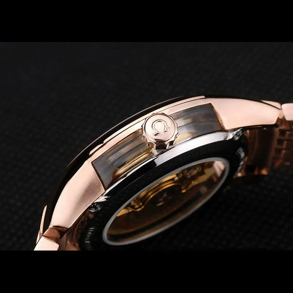 Omega DeVille Rose Gold Bezel Roman Numbers Black Dial new58973