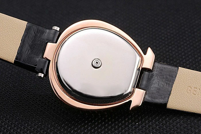 Omega Ladies Watch White Dial Gold Case Black Leather Strap new120778