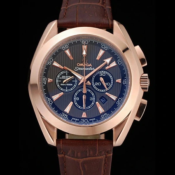Omega Seamaster Aqua Terra Chronograph Teak Black Dial Brown Leather Bracelet new60420