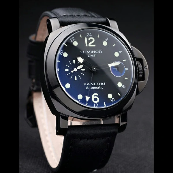 Panerai Luminor Black Ionized Stainless Steel Case Black Dial Black Leather Strap new58168