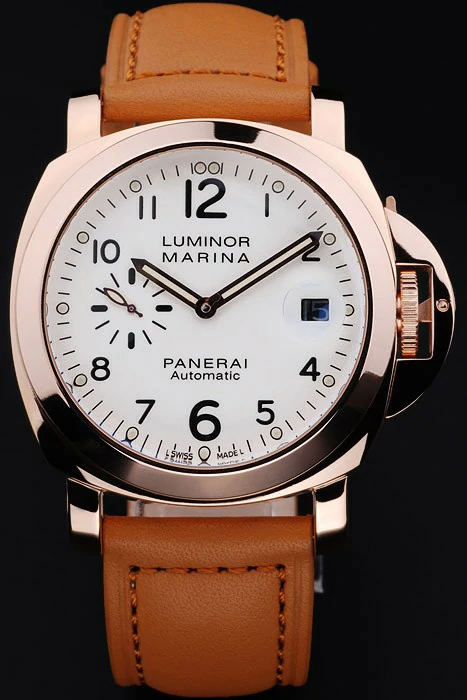 Panerai Luminor Marina White Dial Brown Leather Bracelet new10191