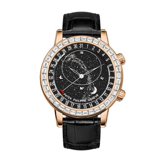 Patek Philippe Replica Watch Grand Complication, 18k Rose Gold set with baguette diamonds, 44mm, Astronomical, 6104R-001