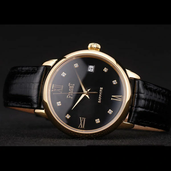 Piaget Traditional Black Dial Black Leather Strap new58988