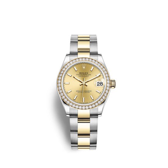Rolex Replica Watch Datejust 31, Oystersteel, 18kt Yellow Gold and diamonds, 278383RBR-0013