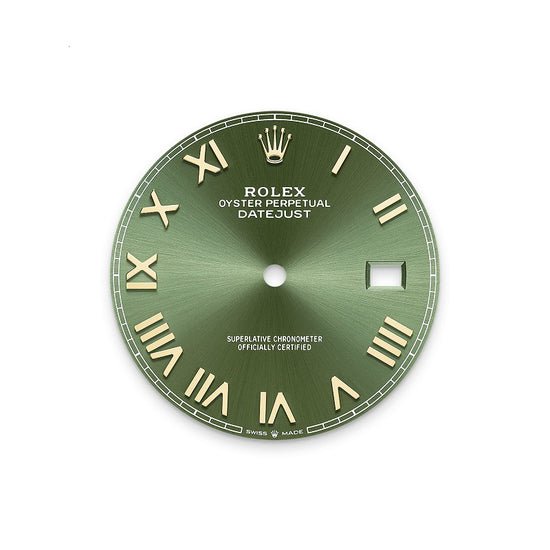 Rolex Replica Watch Datejust 41, Oystersteel and 18k Yellow Gold, Olive green sunray Roman dial, Smooth Oyster, 126303-0023