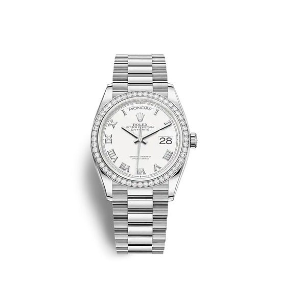 Rolex Replica Watch Day-Date 36 White gold 128349RBR-0025