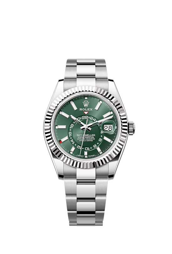 Rolex Replica Watch Sky-Dweller, 42mm, Oystersteel and 18k White Gold, Green, Oyster, 336934-0001