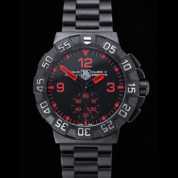 Tag Heuer Formula One Grande Date Black Dial Red Numerals Ion Plated Steinless Steel Bracelet new60192