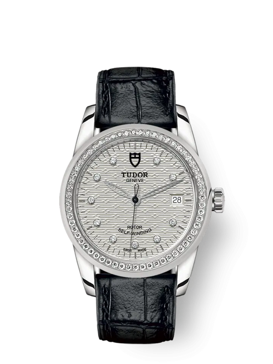 Tudor Replica Watch Glamour Date, Stainless Steel with Diamond-set dial and Diamond-set bezel, 36mm, M55020-0060